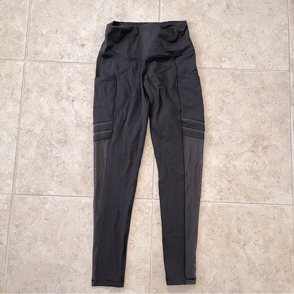 The North Face Women's Black Mesh Pocketed Work Out Yoga Casual Jogging Leggings - Picture 1 of 7
